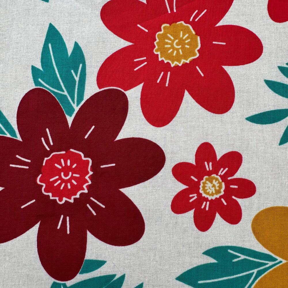 Boutique White Red Yellow Floral Cotton Bandana Boho Cottage Western NEW - Picture 5 of 5